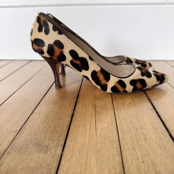 Boden Leopard Calf Hair Pointed Toe Pumps Heels 37 / 7 - Picture 3 of 9